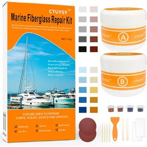 Fiberglass Boat Repair Kit,Marine Fiberglass Repair Kit for Boats (Color Match),Epoxy Filler for Boats,Gel Coat Repair Kit for Boats, Fiberglass Repair Kit Fix Holes Chips Pit Cracks