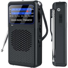 AM FM SW 3 Band Pocket Radio ، بطارية محمولة يتم تشغيلها براديو قصير الموجة ، وأجهزة الراديو الترانزستور الخلفي مع مقبس أذن 3.5 ملم ، ومصباح الطوارئ LED للتخييم ، والمنزل