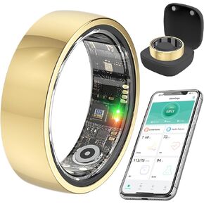 Smart Health Ring for Women Men,Fitness Rings Tracker with Blood Pressure Monitor Heart Rate Blood Oxygen Sleep Monitor IP68 Waterproof Step Counter Calorie Tracker Health Rings for Android iOS Phones