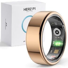 Herz P1 Smart Ring للنساء والرجال - (حجم 9) 24/7 حلقة اللياقة البدنية على 24/7 ، يتتبع أكثر من 20 قياسات حيوية ، وعمر بطارية 6 أيام ، والفولاذ المقاوم للماء ، وتطبيق مجاني لنظام iOS Android ، بدون اشتراك in Kuwait