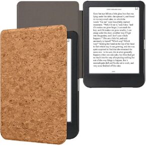 kwmobile Cork Case Compatible with Kobo Clara BW/Colour - Book Style Protective e-Reader Flip Cover Folio Case - Light Brown