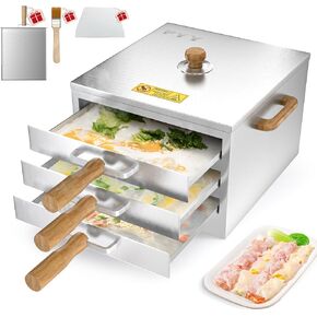 PYY Rice Noodle Roll Steamer Machine - 3 Layers, 4 Trays Cantonese Cheung Fun Machine，Anti-scalding Handle Changfen Maker for Commercial and Home, Extra Stainless Steel Steam Tray