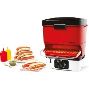 Starfrit Electric Hot Dog Steamer - Steams up to 12 Hot-Dogs - Nestable Components for Easy Storage