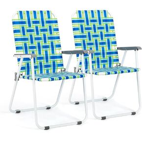 Vingli Patio Lawn كراسي قابلة للطي من 2 ، شاطئ في الهواء الطلق ، كرسي Champing Chair Chair Chairs Cresping Crash for Yard ، Garden Dining (Blue ، Classic)