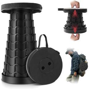 Collapsible Stool, Camping Stools for Adults with Load Capacity 400lbs，Upgraded Folding Seats with Carrying Straps for Outdoor Fishing Hiking Gardening Travel BBQ (Black)