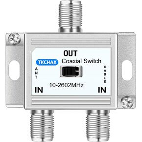 2 Way Coaxial Cable AB Switch 10-2602MHz with Nickel Plated Connectors,RG59 RG6 Compatible,Work with HDTV, Satellite TV,Antenna System and Video Games