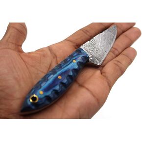 Wild Turkey Handmade Collection Fixed Blade Real-Damascus Blade Mini Hunting Knife