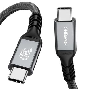 80Gbps USB 4 Cable for Thunderbolt 4 Cable 3.3ft, 240W Fast Charging USB C Data Transfer Cable,Dual 8K/6K Video Monitor Compatible for Thunderbolt 4/3,iPhone 16/15,MacBook Pro/Air,iPad Pro,Dell XPS