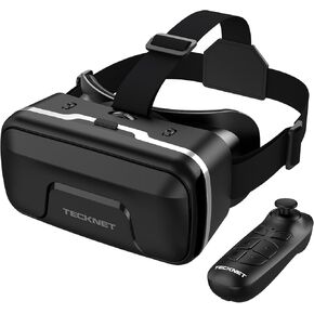 سماعة رأس Tecknet VR للهاتف مع وحدة تحكم بلوتوث ، و 4.7-7.2 "سماعات VR مع HD 110 ° FOV Leghens Levens & Gears القابلة للتعديل ، وسماعات الرأس 3D VR المتوافقة مع Kids iPhone Samsung Android