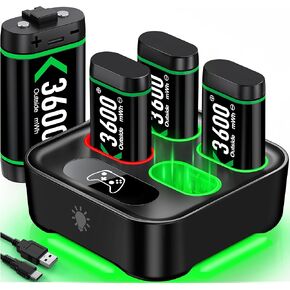 Battery Charger Sets for Xbox One/Elite, Dual Charger Station for Xbox Series X/S Controller Battery 4 Pack 4080mWh