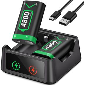 Battery Charger Sets for Xbox One/Elite, 2X4800mWh Dual Charger Station for Xbox Series X/S Controller Battery Pack