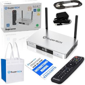 2025 Super Box Supremee Organizer Kit with Carry Tote – Digital Media Hub Setup Bundle with Remote, HDMI Cable, and Storage Accessories