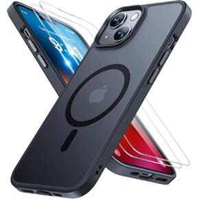 Miracase 2025 Upgraded Magnetic for iPhone 15 Plus Case [Compatible with MagSafe] [with 2X Screen Protector] Military-Grade Protection, Anti-Fingerprint, Slim Case for iPhone 15 Plus 6.7 inch, Black