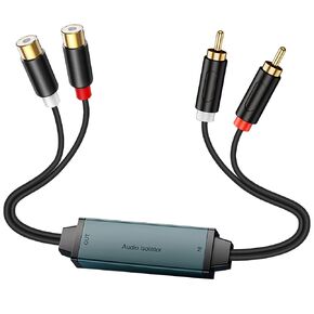 Duttek RCA Ground Loop Isolator, Ground Loop Noise Isolator, 2 RCA Connectors Male to Female Hum Eliminator Noise Filter for Car Audio Systems