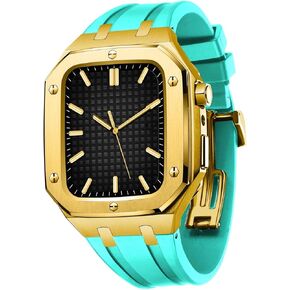 For Band Case 45mm 44mm Rugged Strap with Shockproof Bumper Case, Men Women Sports Military Band Protective case only for iWatch Series 7 SE 6 5 4