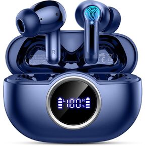 Wireless Earbuds, 2025 Bluetooth 5.4 Headphone 3D Bass Hi-Fi Stereo Ear Buds, 4 ENC Noise Cancelling Mic, 40H 3g USB-C in-Ear Earphone, IP7 Waterproof Workout Sport for Laptop Pad Android iOS, Black