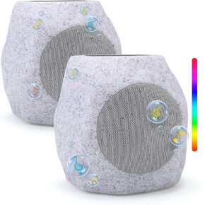 Outdoor Solar Rock Bluetooth Speakers with Colorful Lights, Deep Bass IPX4 Waterproof Speaker, Solar-Powered, TWS Paring, Durable Design, Perfect for Pool Garden and Outdoor Activities -2 Pack