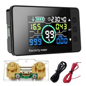 500A Battery Monitor with Shunt, DC 8-100V Multimeter with LCD Large Screen for Voltage Current Capacity Power Testing Digital Indicator Battery Meter for RV Golf Cart Auto Car Motorcycle