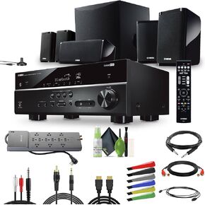 Yamaha Audio YHT-4950U 4K Ultra HD 5.1-channel stater system with AV AVEVER ، 8 "50W RMS مكبرات صوت مضخم صوت حقيقية وصوت محيطي حقيقي وحزمة تدفق بلوتوث مع الملحقات