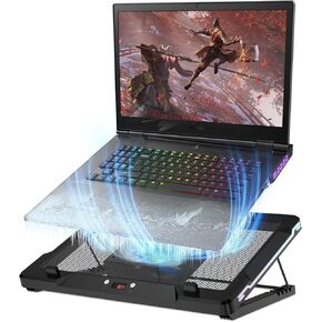 DEPGI Laptop Cooling Pad, Laptop Cooler Stand with 5.5" Movable Fan Easy to Clean, 10 RGB Light Modes, Auto Temp Sensor & 3-Speed Manual Control, Ultra Quiet ≤40dB for 14–17.3 Inch Laptops