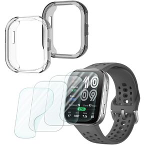 Compatible for Amazfit Bip 6 Screen Protector & Case Set (4+2 Pack) – HD TPU Soft Protective Film,Not Glass,Shockproof TPU Cover | Anti-Scratch, Ultra-Thin