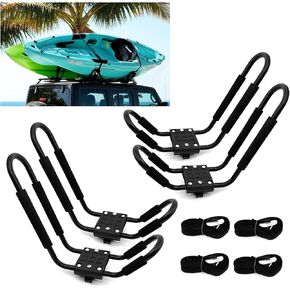 2 Pairs Kayak Roof Rack J-Bar Carrier Holder Car Top Mount Racks for Canoe, SUV, Cars, Truck, Surf Ski, for Trip
