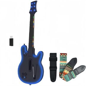 Lyvix Guitar Hero Guitar Controller for PS4/PS3/PC, Wireless Rechargeable Game Guitar for Guitar Hero, Rock Band, Clone Hero, Fortnite Festival, with Replaceable Straps, RGB Light, Audio Jack