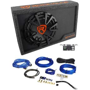 Rockville RWS12CA Slim 1200 Watt 12" Powered Car Subwoofer Enclosure + Wire Kit