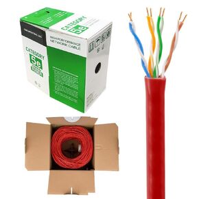 Cat5e Ethernet Cable 1000ft Black, CMR Riser Rated, Bulk UTP (Unshielded Twisted Pair) 4 Pair, 350MHz Gigabit Speed Networking Pure Copper Solid Wire, 24AWG Internet Cable, Pull Box