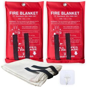 Emergency Fire Blanket for Home and Kitchen - 2 Pack - Fire Blankets Emergency for Home Safety 40" x 40" - Suppression Shield Retardant Extinguisher Fiberglass Welding Fireproof Cloth Towel