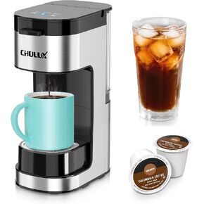 CHULUX Slim-Pro Single Serve Coffee Maker Machine for K Cup and Grounds with 2 Mins Brew One Cup, 3 Brew Styles, Removable Reservoir & Drip Tray