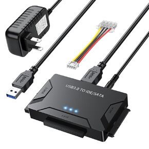 MaxRenard USB 3.0 to IDE/SATA Adapter | Universal External Hard Drive Reader & Data Recovery Converter for 2.5"/3.5" HDD/SSD | with 12V/2A Power Supply & Multi-Drive Support