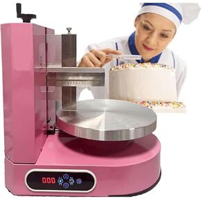 Automatic Cake Cream Spreading Machine Round Cake Cream Spreading Coating Filling Machine Birthday Cake Baking Tools Bakery Equipment,Pink-220V