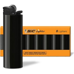 BIC Maxi Pocket Lighter, Special Edition Series, Black, 8 Count Pack of Lighters