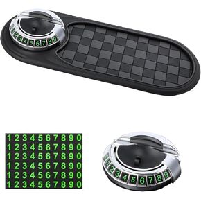 Multifunction Car Anti-Slip Mat,Multifunction Car Anti-Slip Mat Auto Universal Phone Holder,Rotatable Anti Skid Car Dashboard Pad,Temporary Car Parking Card Number Plate Phone Mount (Black)