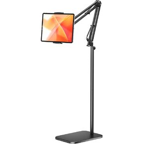 Tablet Floor Stand with 4.5LB Heavy Metal Base,Overhead Bed Phone Stand Angle Height Adjustable Holder, Universal Phone Mount for iPad iPhone Pro Air Mini, Samsung Tab, Kindle, E-Readers...