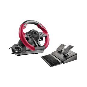 DRIFT O.Z. Racing Wheel - USB Gaming Lenkrad fr PC, Schwarz-Orange (Kompatibel mit Windows XP - Pedale fr Gas & Bremse)