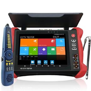 Rsrteng IP Camera Tester with POE++, CCTV Tester 8K 32MP 12MP IPC Test Max 90W Power Output POE Camera Test 8MP TVI/CVI/AHD/SDI/CVBS All Features DMM OPM VFL Cable Test WiFi TDR Network HD I/O