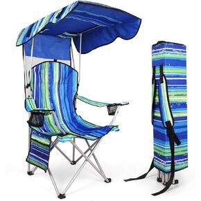 Portable Camping Chair with Canopy - Folding Chair with Canopy, Durable 600D Oxford Canopy Chair for Camping, Beach, Picnics, Fishing & Sports