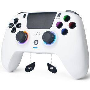 DoJoZone Wireless Controller for PS4, Hall Effect Controller Compatible with PS4/Pro/Slim with Hall Joysticks/Trigger, Gamepad Joystick with Paddles, RGB Light, 3.5mm Headphone Jack, Motion Sensing