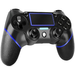 PS4 Controller اللاسلكي Gamepad لـ PlayStation 4 مع محركات الحركة ووظيفة الصوت ، مؤشر LED Mini ، كابل USB (Black & Blue)
