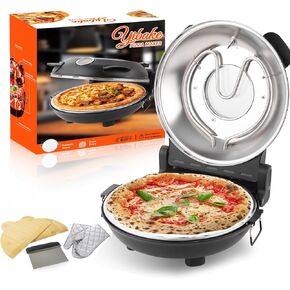 12" Electric Pizza Oven - Countertop Pizza Maker with Ceramic Stone, Heats up to 800°F, Portable Indoor Pizza Oven for Homemade Pizzas, Black