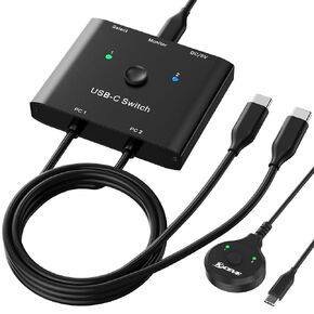 USB C Switch,Bi-Directional USB C Switcher 2 Computers,MLEEDA USB Type C KVM Switch 8K@60Hz 4K@120Hz Video/10Gbps Data Transfer/100W Charging,Compatible with Thunderbolt Device,2 USB-C Cables Included