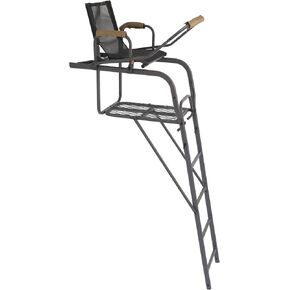 HECASA Ladder Tree Stand with Mesh Seat, 15.5' Climbing Equipment Accessories for Deer Hunting, Adjustable Shooting Rail, 300 LBS