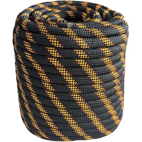 Arborist Rope Braided Polyester Climbing Rope 1/2Inch X 100Ft 48 Strands Black Bull Rope for Various Outdoor Applications,Construction,Tree,Pulling,Swing,Climbing