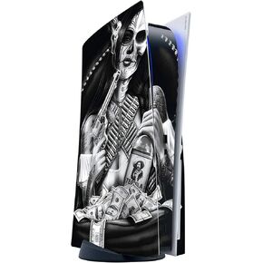 ITS A Skin Skins Compatible with Sony Playstation 5 Console Disc Edition - Protective Decal Overlay Stickers wrap Cover - Skull Girl Gangster