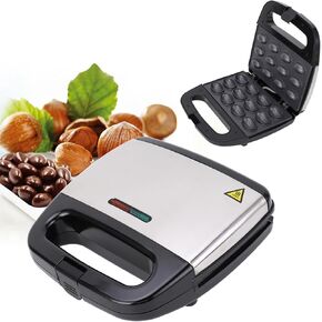 Electric Walnut Cake Maker,750W pcs Capacity Electric Walnut Cake Maker Automatic Mini Nut Waffle Bread Machine Sandwich Iron,Cooking Breakfast, Pan Oven,Gifts(American Plug)
