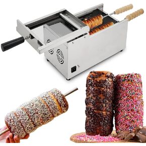 Chimney Cake Oven Commercial Electric Hungarian Cake Pop Roller Machine Ice Cream Cone Grill Maker With 2 Baking Rollers For Restaurant