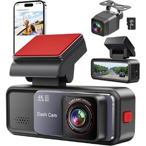 Dash Cam, 4K+2K Full HD Dash Cam Front and Rear, Dash Camera for Cars with Built-in 5GWiFi, 3.2" IPS Screen Dashcam, with 64GB Card, Night Vision, Loop Recording, G-Sensor, Parking Mode
