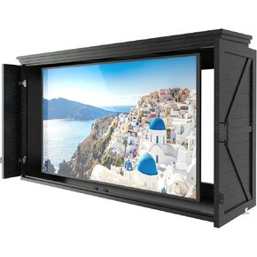 MUPATER Outdoor TV Cover 55 inch Weatherproof, Clear Dust Resistant, Wooden Outdoor TV Enclosure for Maximum 58 Inch Screens for Outside,Wall Mounting Bracket Included, Black
